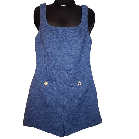 ELLE Grey Plaid Tweed Jumper Romper Women sz Small NWOT Preppy Academia - Picture 1 of 8